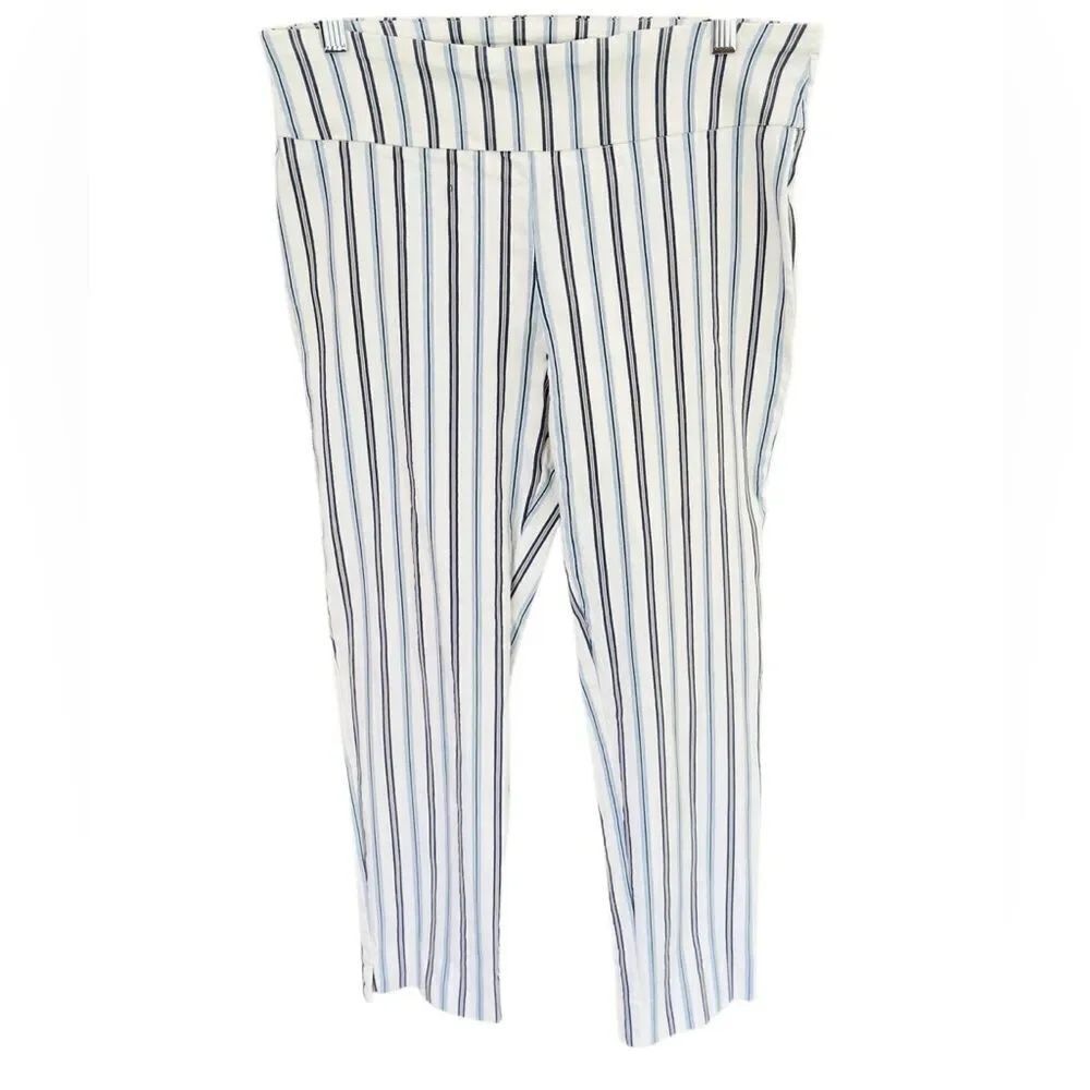 Zac & Rachel Blue and Cream Striped Ankle Pull on style Pants size 10.